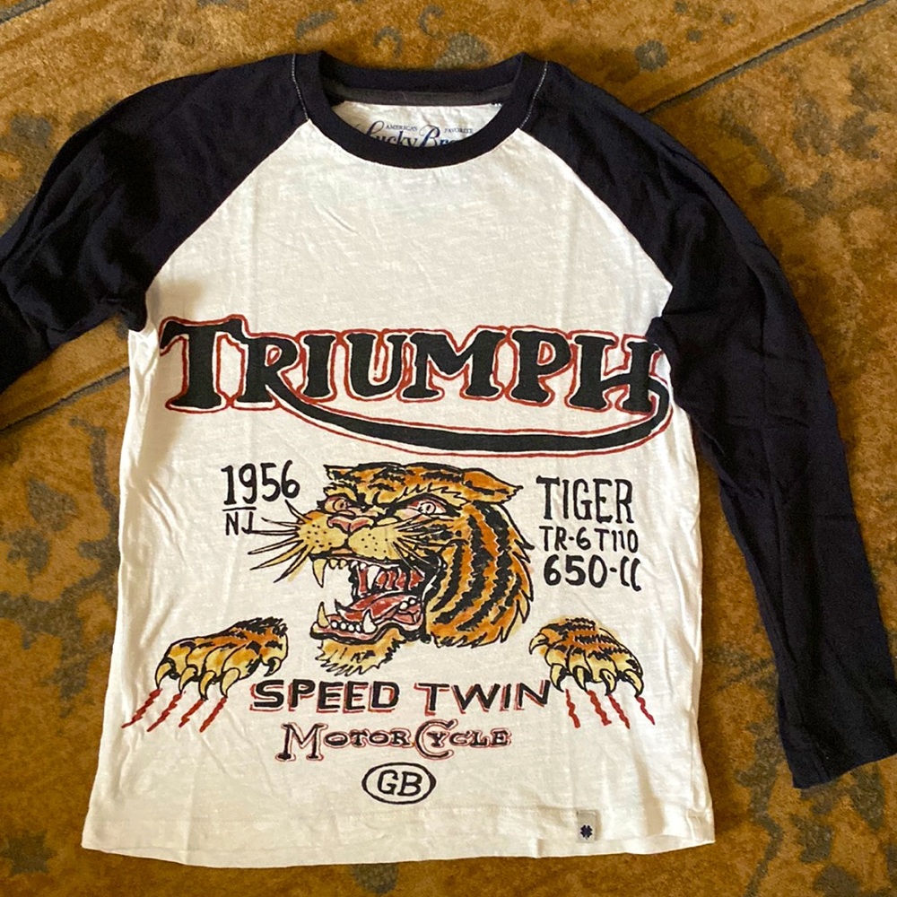 Big boys size small Lucky Brand “Triumph Motorcycles” 3/4 sleeve length tshirt